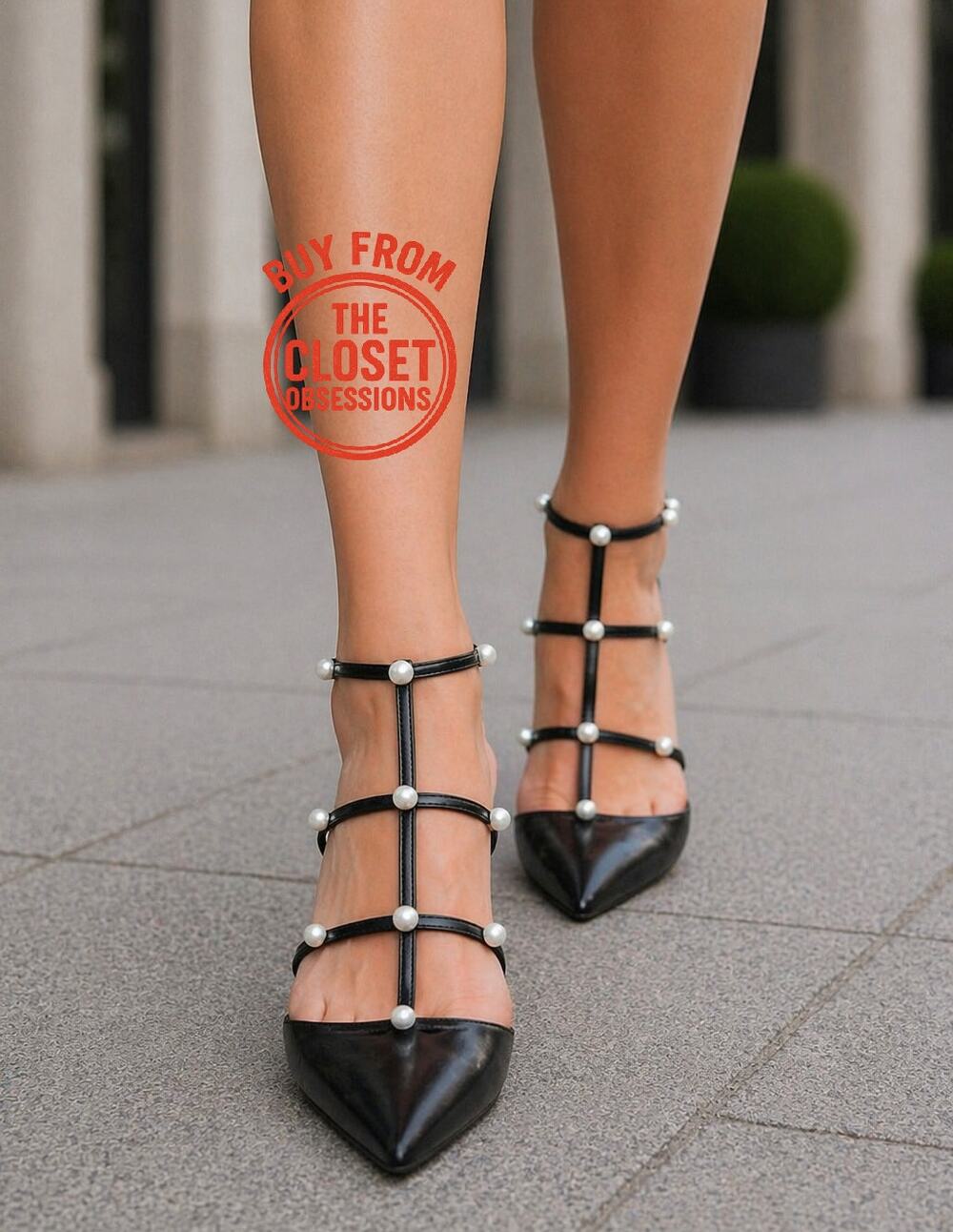 Zara NWT Black Pearl Strappy Slingback Kitten Heels 8